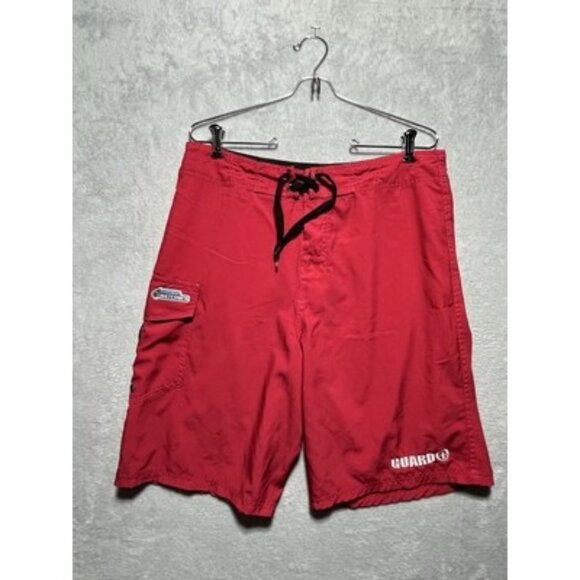 Men’s Red Original Watermen Life Guard Swim Trunks Size 34 - Picture 1 of 11